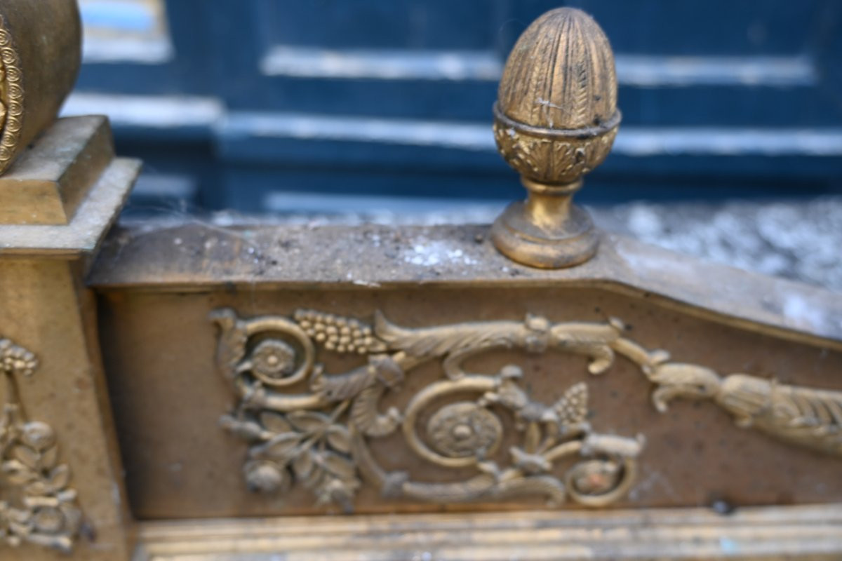 Empire Period Fireplace Bar In Gilt Bronze 19th Century-photo-3