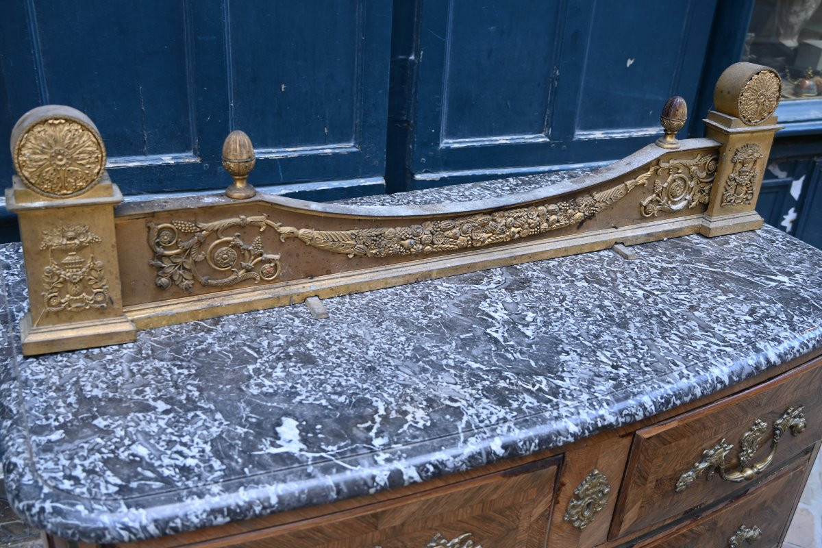 Empire Period Fireplace Bar In Gilt Bronze 19th Century-photo-4