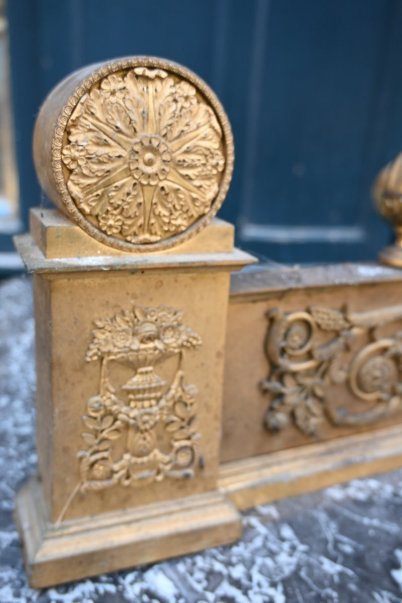 Empire Period Fireplace Bar In Gilt Bronze 19th Century-photo-8