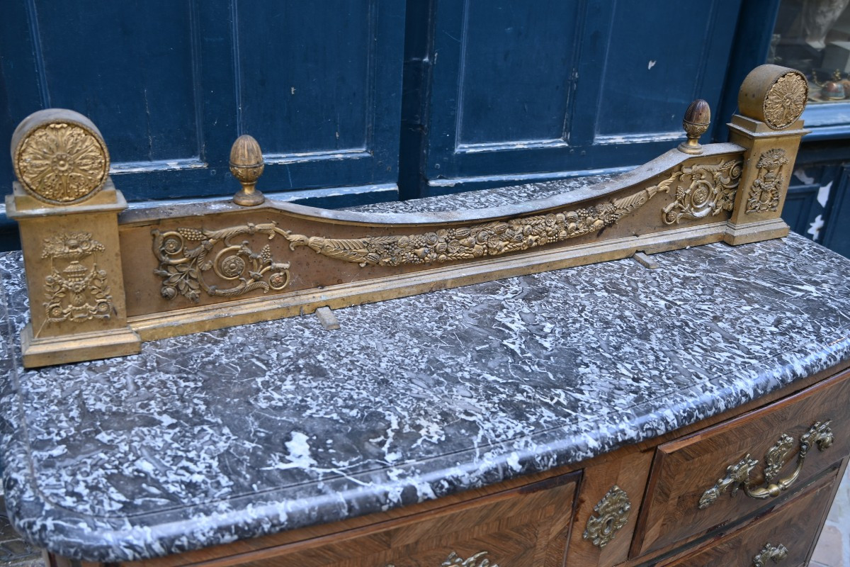 Empire Period Fireplace Bar In Gilt Bronze 19th Century