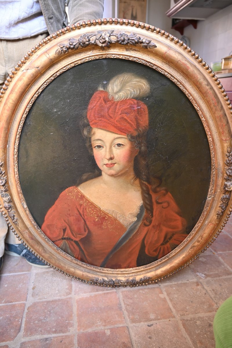 Portrait Of A Woman, Follower Of Rigaud, 18th Century School-photo-2