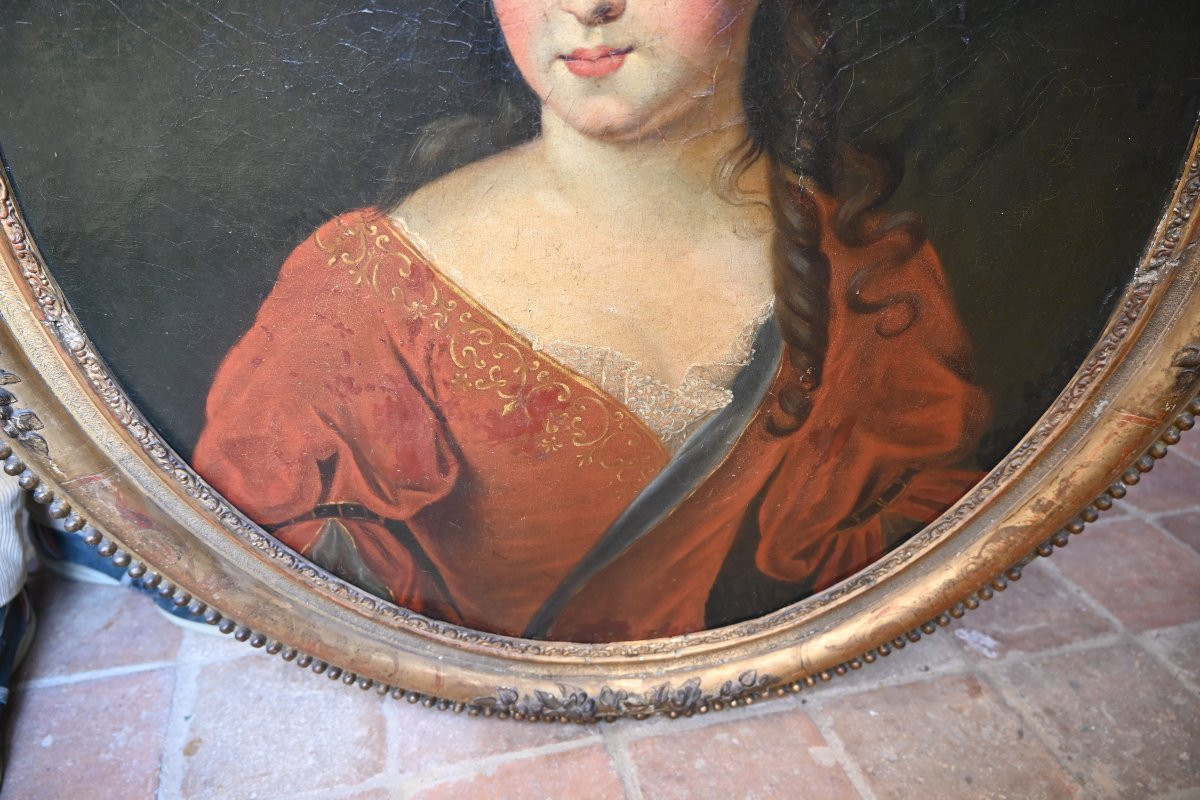 Portrait Of A Woman, Follower Of Rigaud, 18th Century School-photo-3