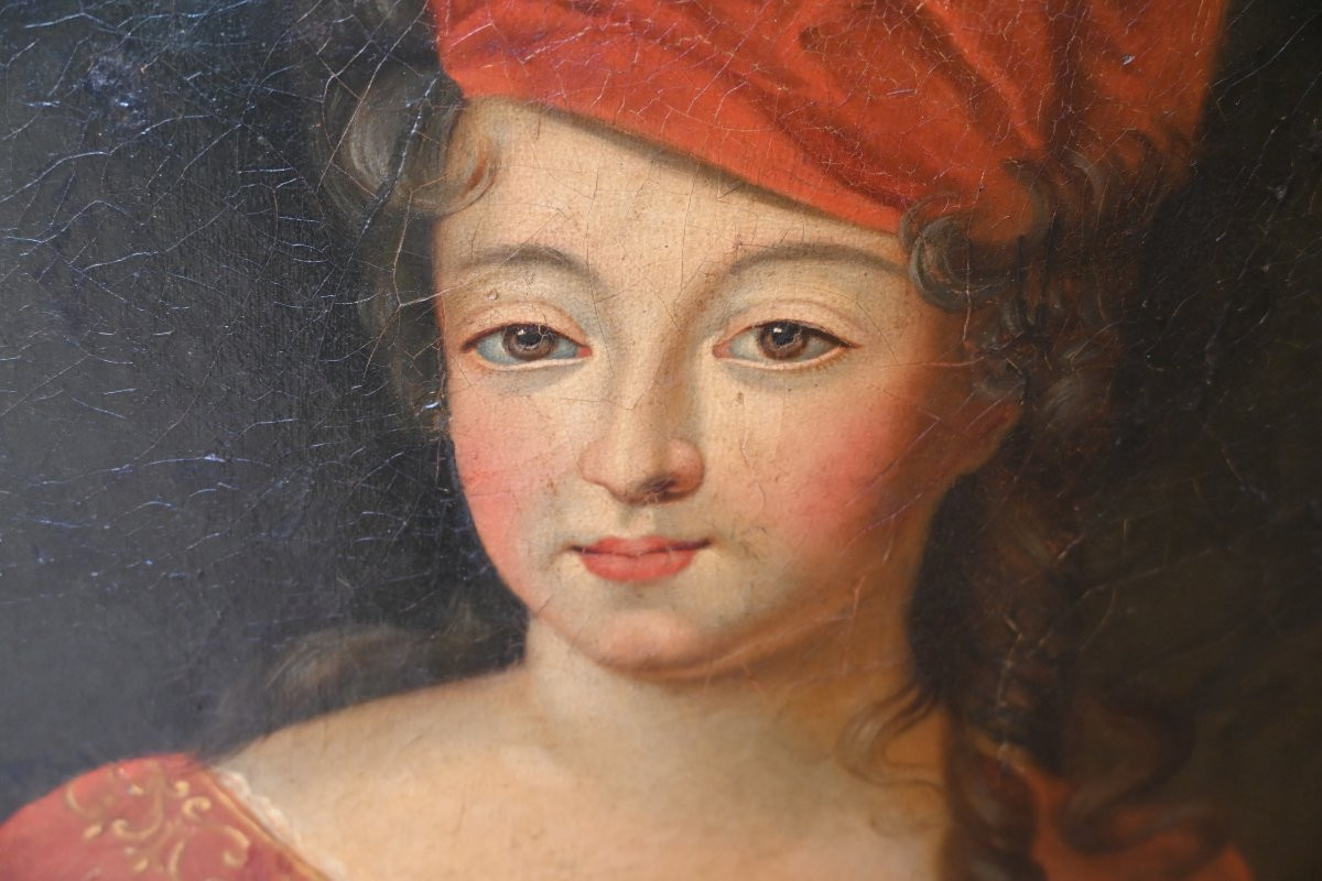 Portrait Of A Woman, Follower Of Rigaud, 18th Century School-photo-4