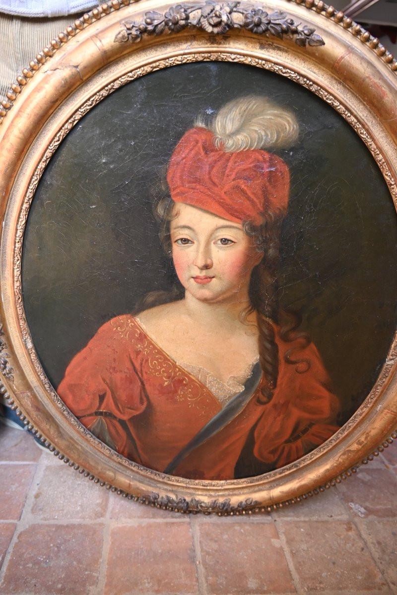 Portrait Of A Woman, Follower Of Rigaud, 18th Century School-photo-7