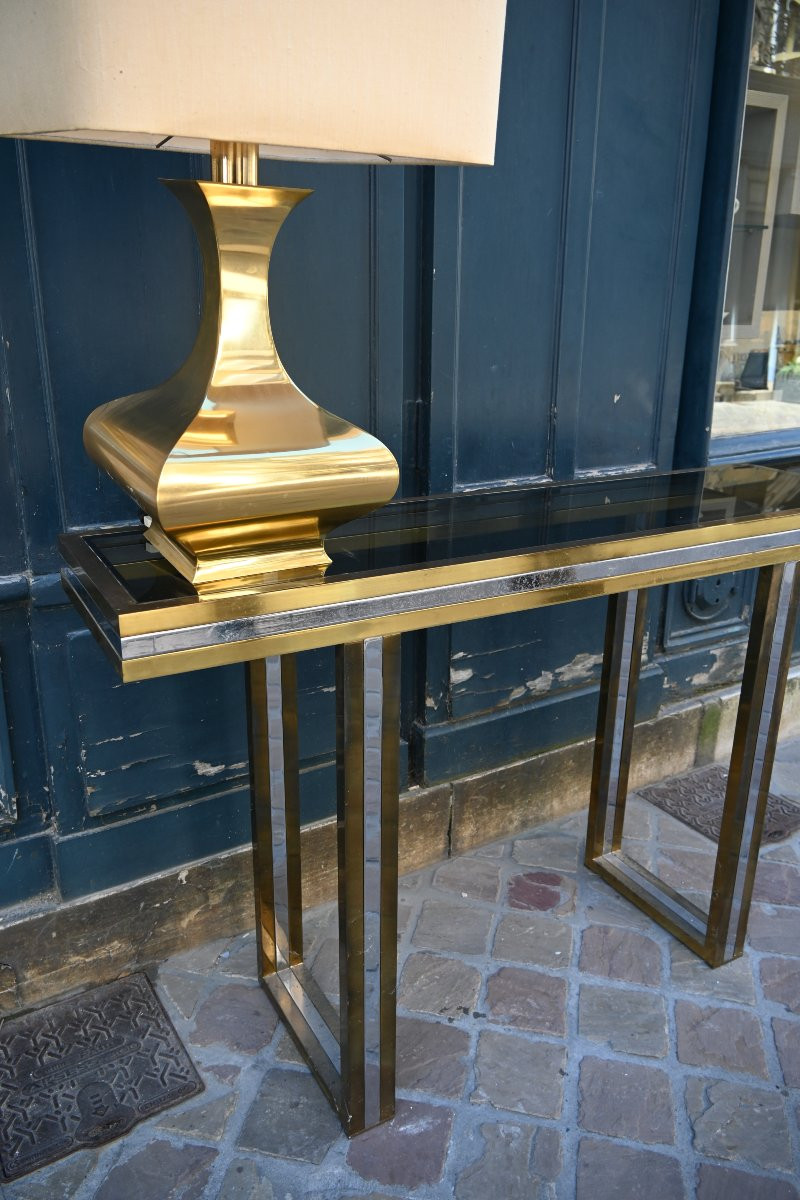 Guy Lefevre Console, Brass, 1970, Provenance Régine Crespin-photo-3