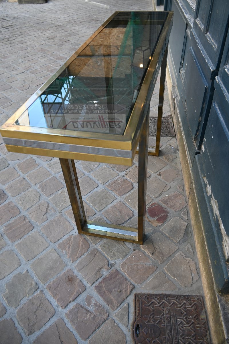 Guy Lefevre Console, Brass, 1970, Provenance Régine Crespin-photo-2