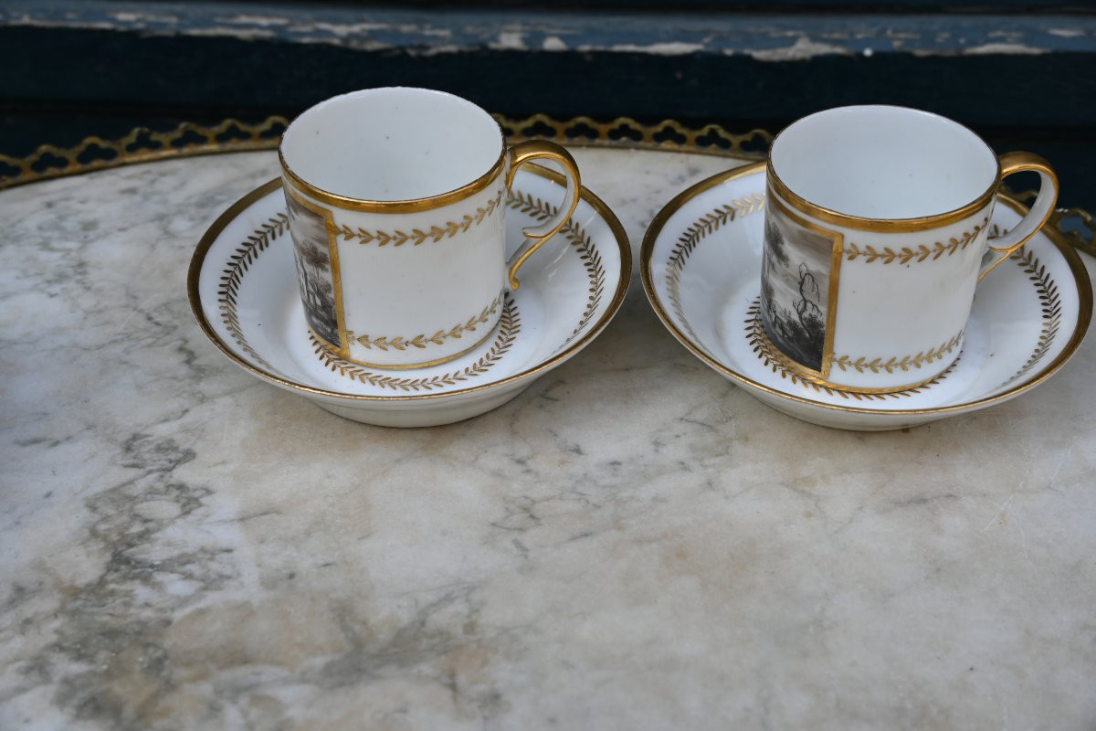 Pair Of Litron Cups In Grisaille 19th Century-photo-2