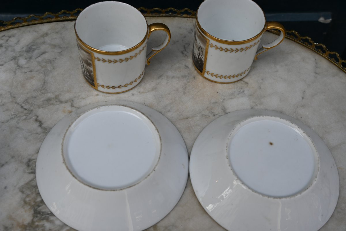 Paire De Tasses Litron En Grisaille XIX-photo-4