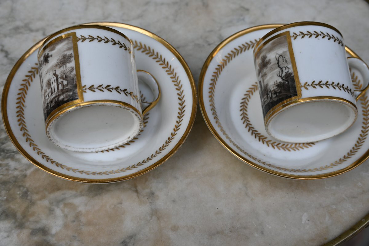 Pair Of Litron Cups In Grisaille 19th Century-photo-5