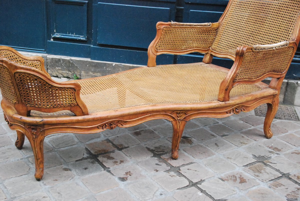 Belle Chaise Longue En Bois Naturel D époque Louis XV .xviii-photo-4