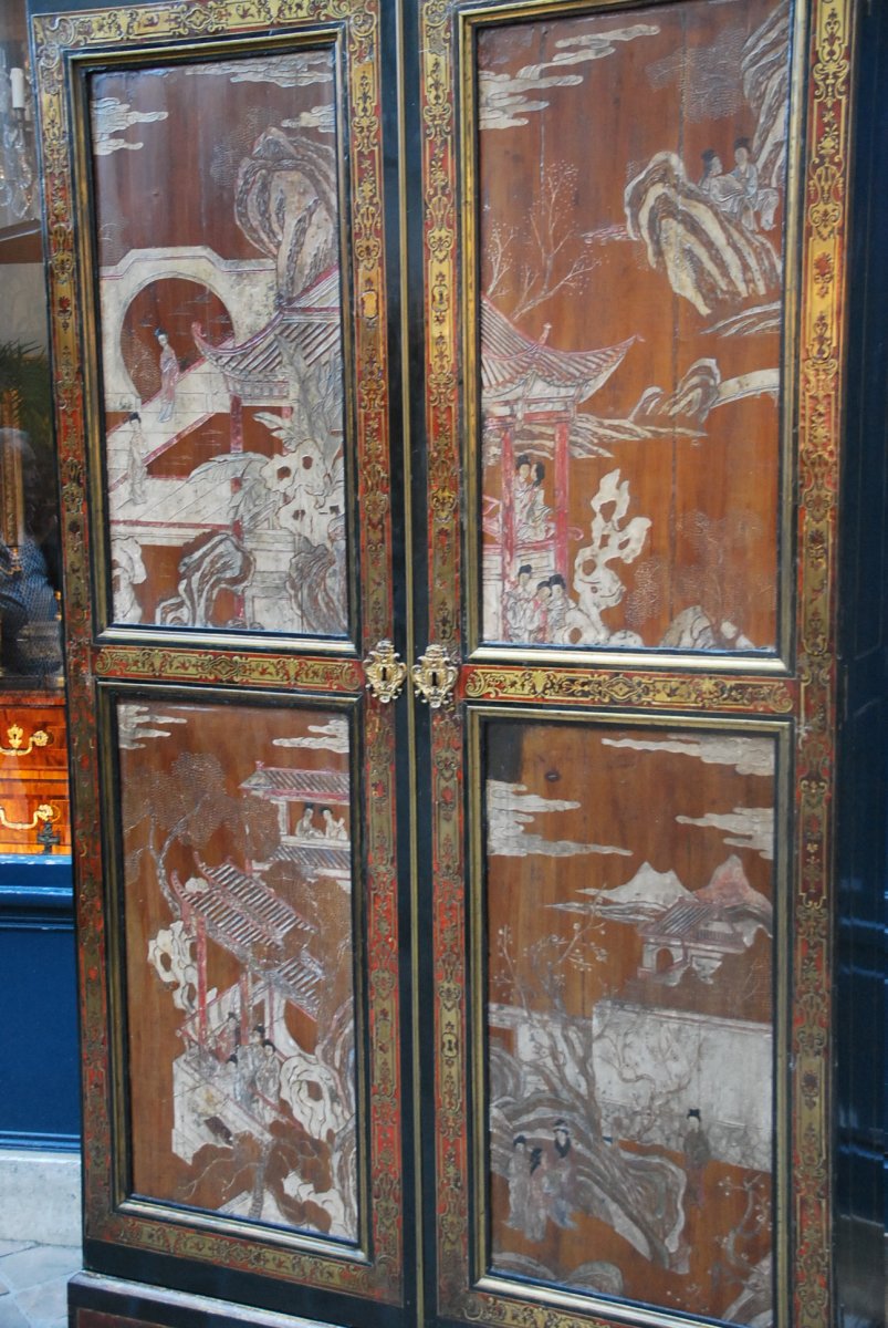 Boulle Marquetry Cabinet And Chinese Lacquer Panel, Louis XIV-photo-4