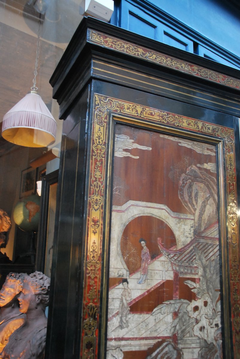 Boulle Marquetry Cabinet And Chinese Lacquer Panel, Louis XIV-photo-5