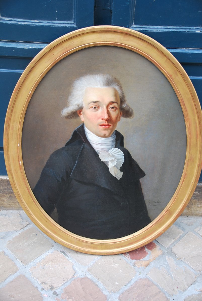 Portrait Of Man Louis XVI Period. Signed By: The Barber-photo-3