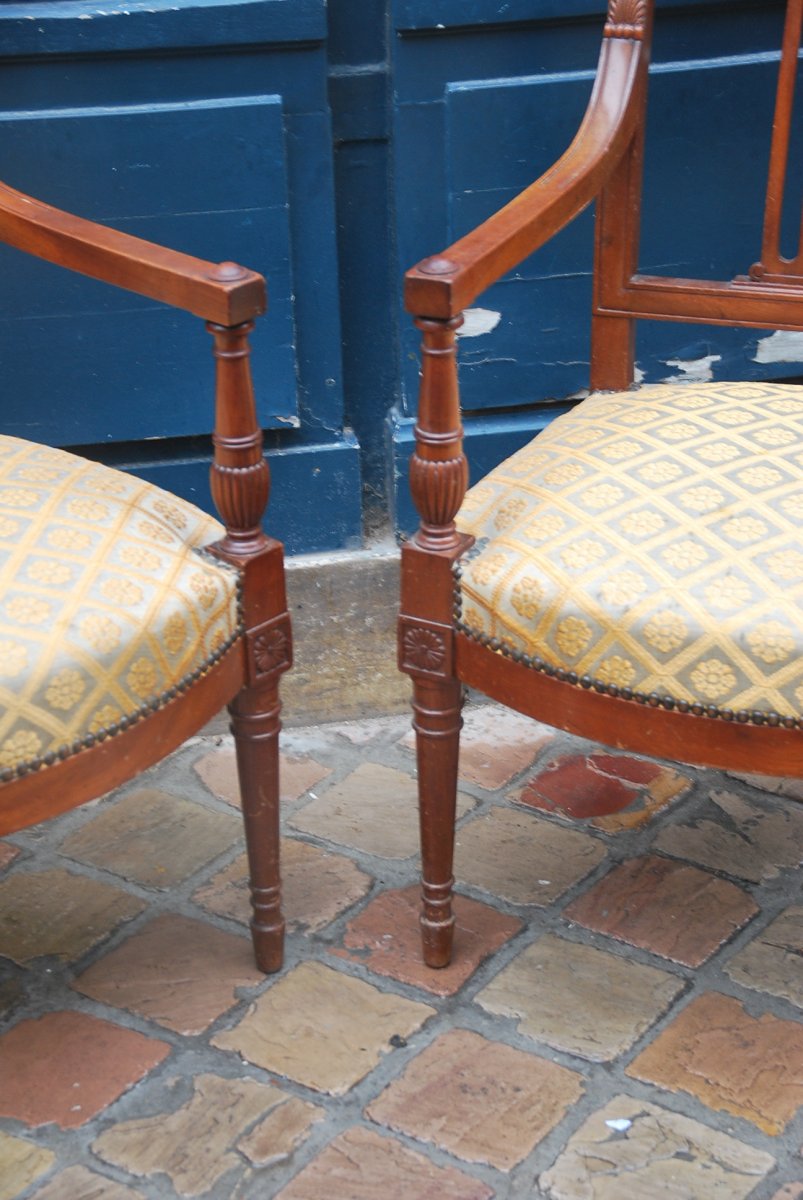 Pair Of Elegant Armchairs In Mahogany D Directoire Period Attributed To Jacob-photo-2