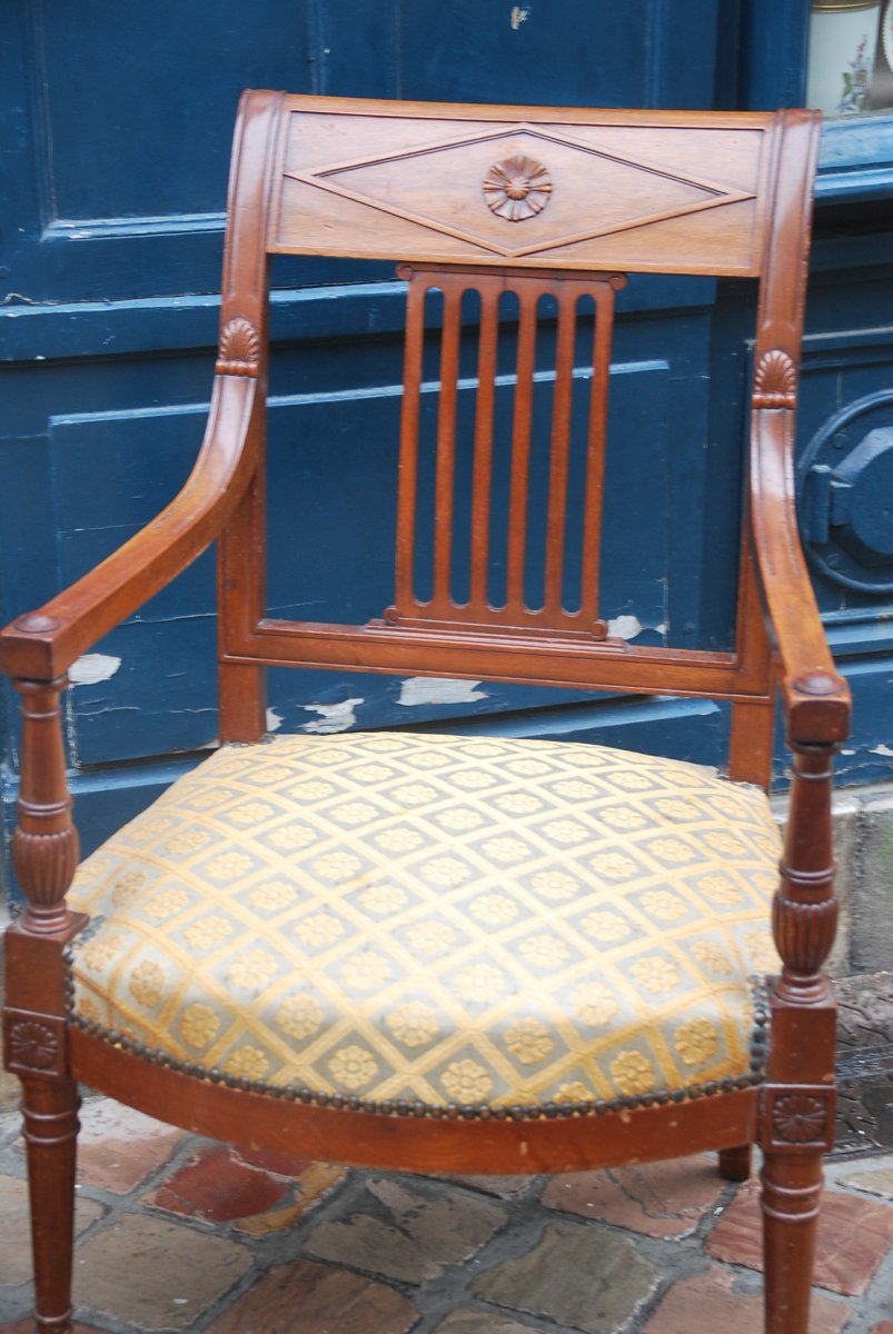 Pair Of Elegant Armchairs In Mahogany D Directoire Period Attributed To Jacob-photo-3