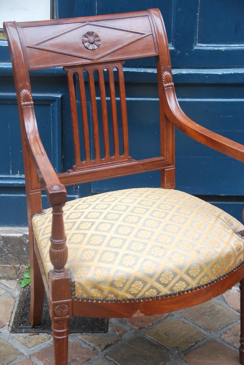 Pair Of Elegant Armchairs In Mahogany D Directoire Period Attributed To Jacob-photo-4