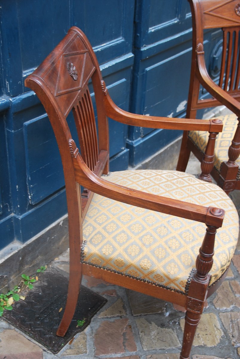 Pair Of Elegant Armchairs In Mahogany D Directoire Period Attributed To Jacob-photo-4