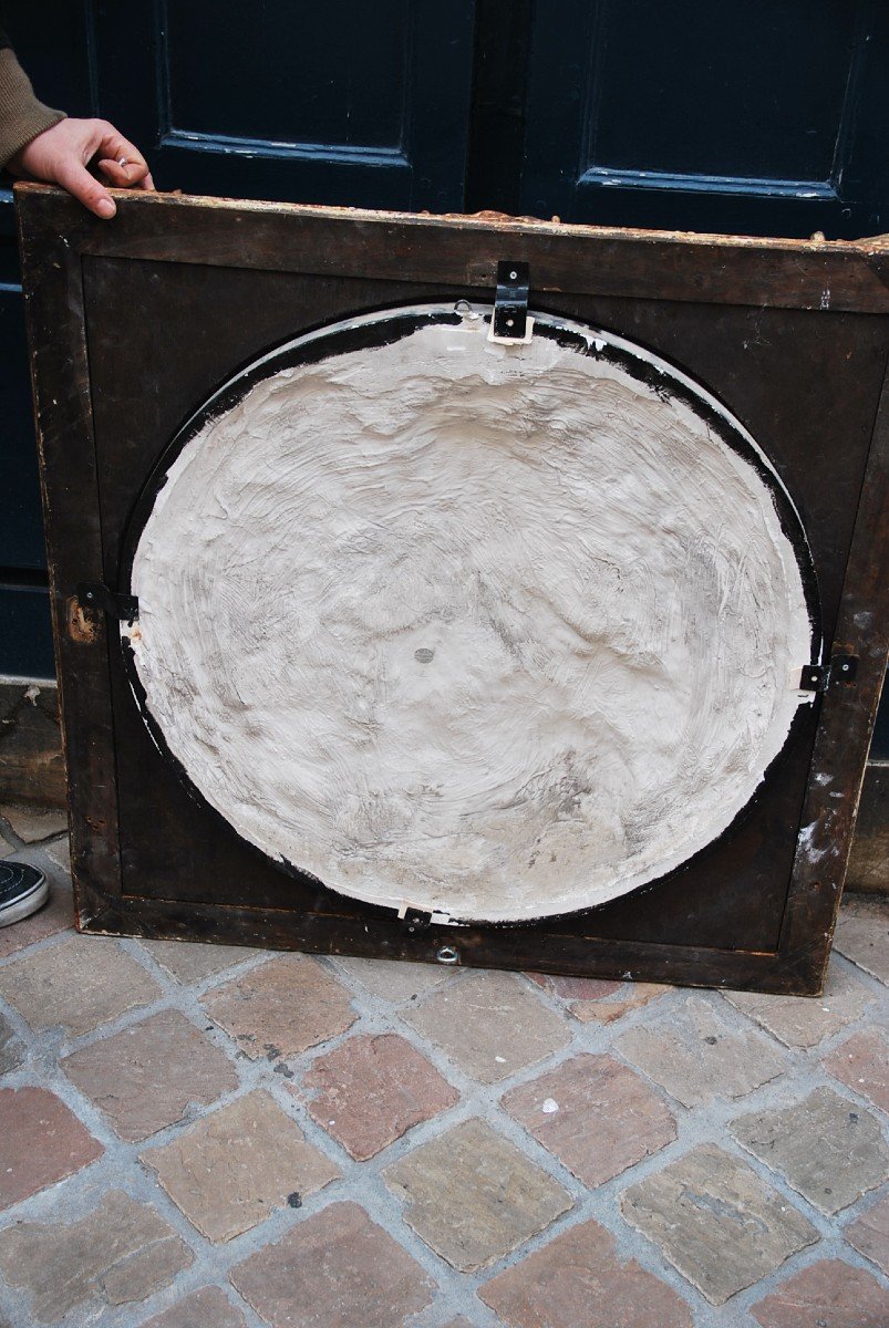 Large Patinated Plaster Medallion, Profile Of Louis XIV-photo-4