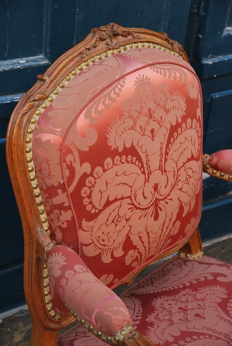 Paire De Fauteuils à Dossier Plat D époque Louis XV Estampillés De Chevenat-photo-4