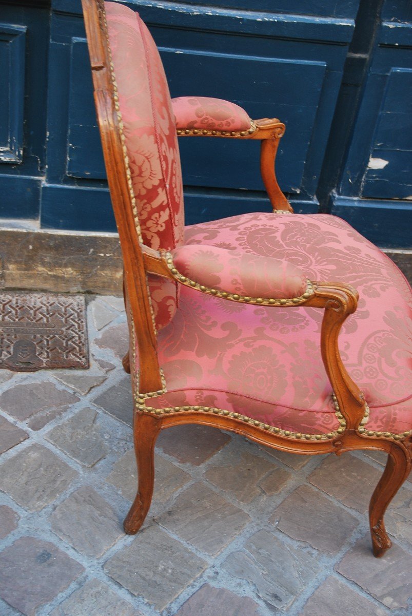 Paire De Fauteuils à Dossier Plat D époque Louis XV Estampillés De Chevenat-photo-3