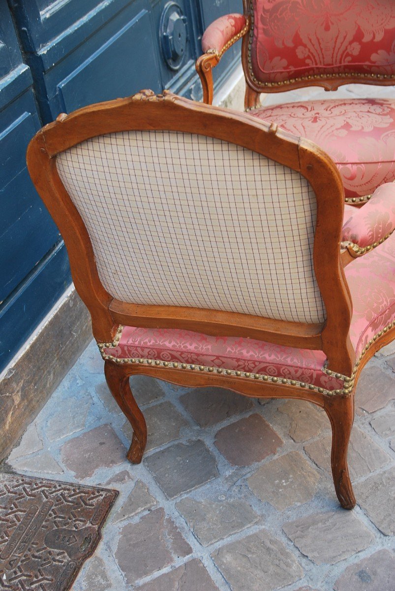 Paire De Fauteuils à Dossier Plat D époque Louis XV Estampillés De Chevenat-photo-7