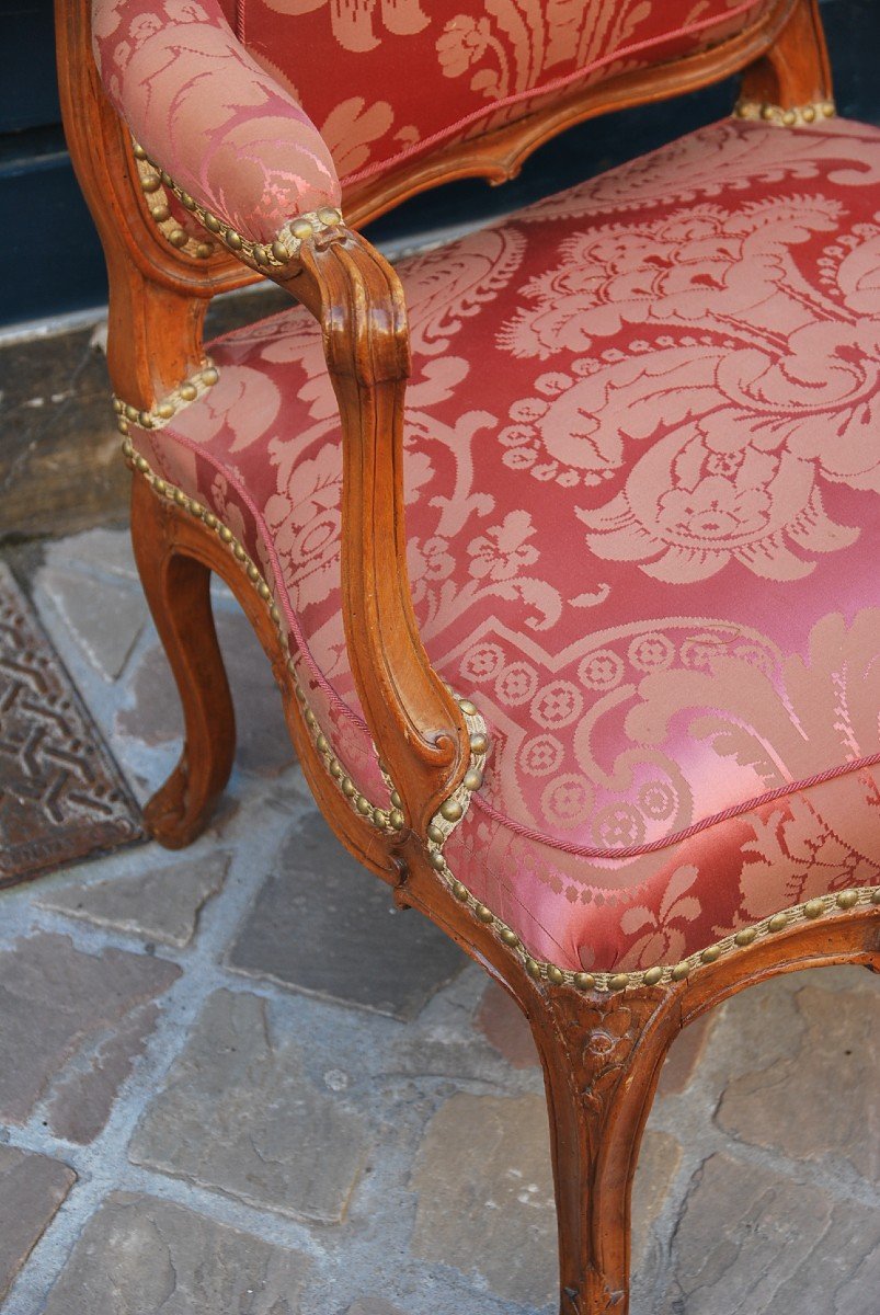 Paire De Fauteuils à Dossier Plat D époque Louis XV Estampillés De Chevenat-photo-8