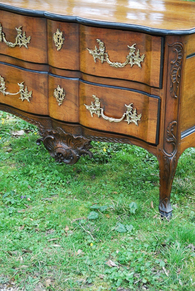 Importante Commode En Noyer Par Hache , époque Louis XV-photo-2