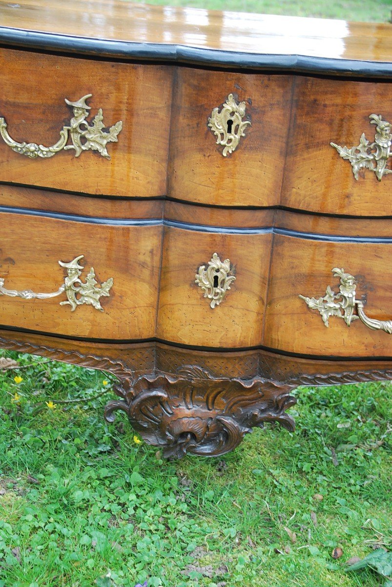 Importante Commode En Noyer Par Hache , époque Louis XV-photo-6