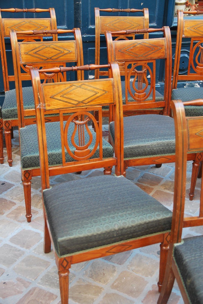 Suite  De 12 Chaises En Acajou Attribuées à Demay  époque Directoire-photo-3