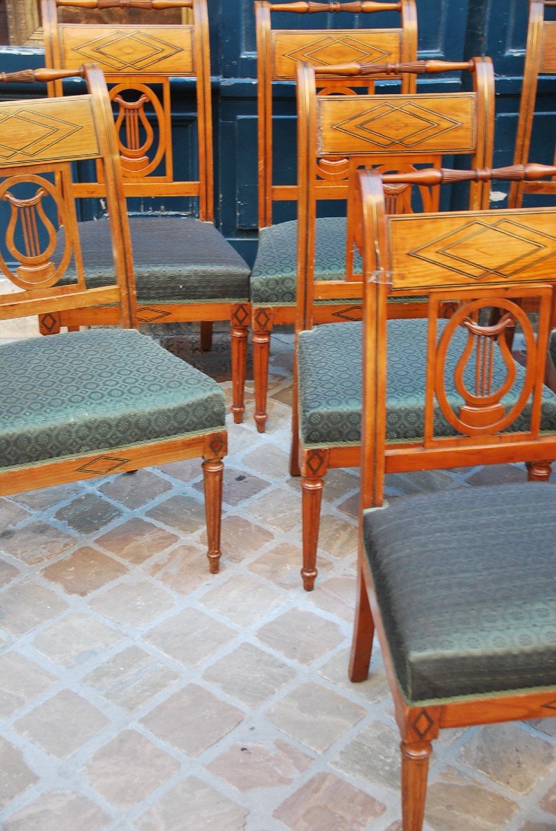 Suite  De 12 Chaises En Acajou Attribuées à Demay  époque Directoire-photo-4