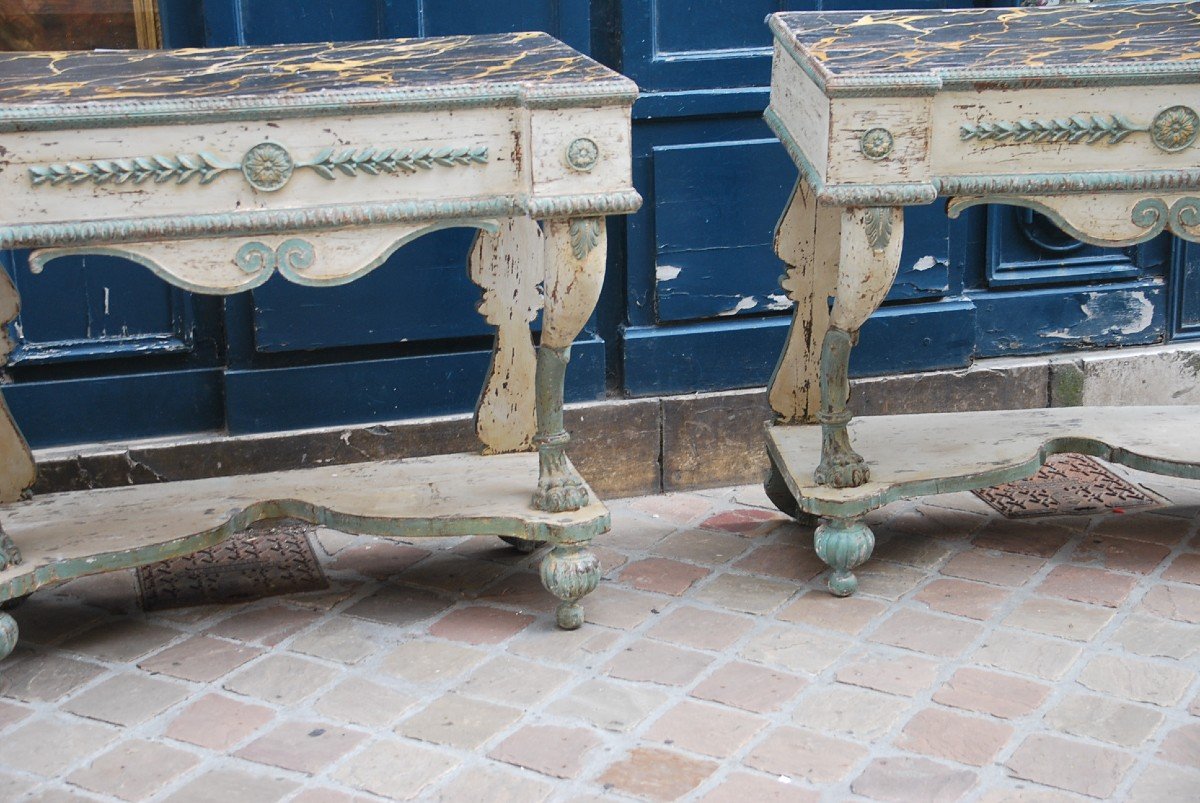 Elegant Pairs Of Italian Consoles D Directoire Period End XVIII-photo-1