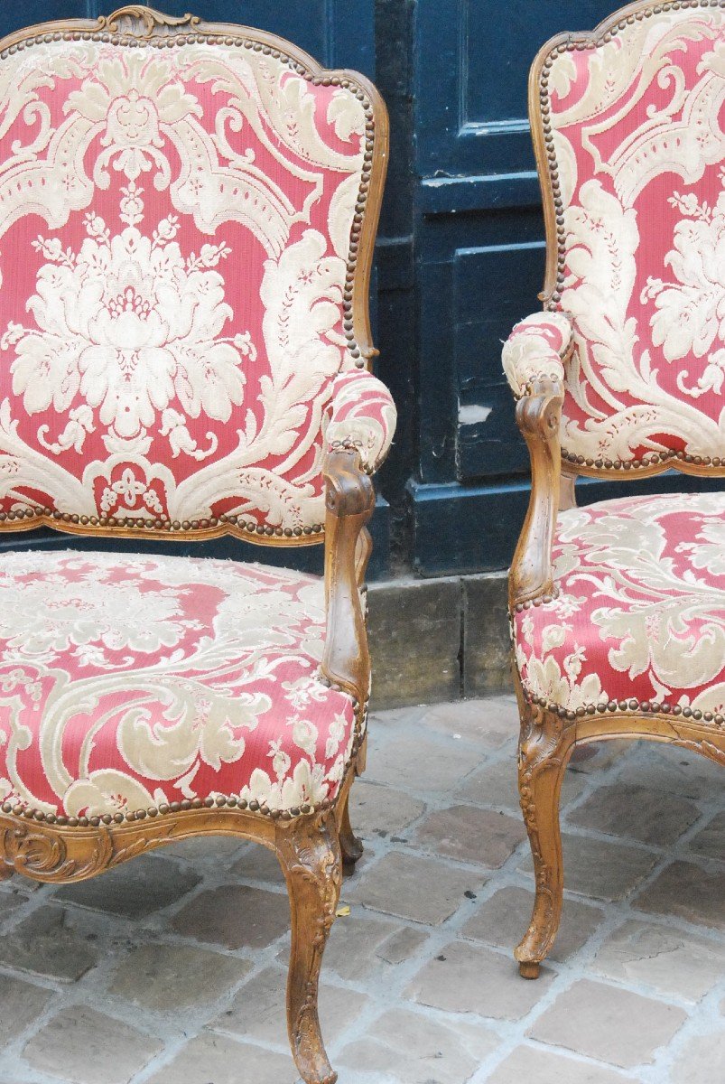 Pair Of Large Armchairs In The Queen D Regence XVIII Period-photo-3