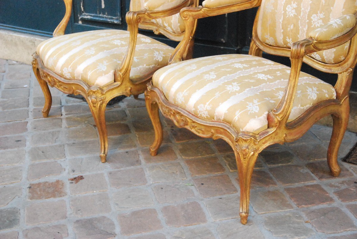 Pair Of Armchairs In Golden Wood D Louis XV Period-photo-3