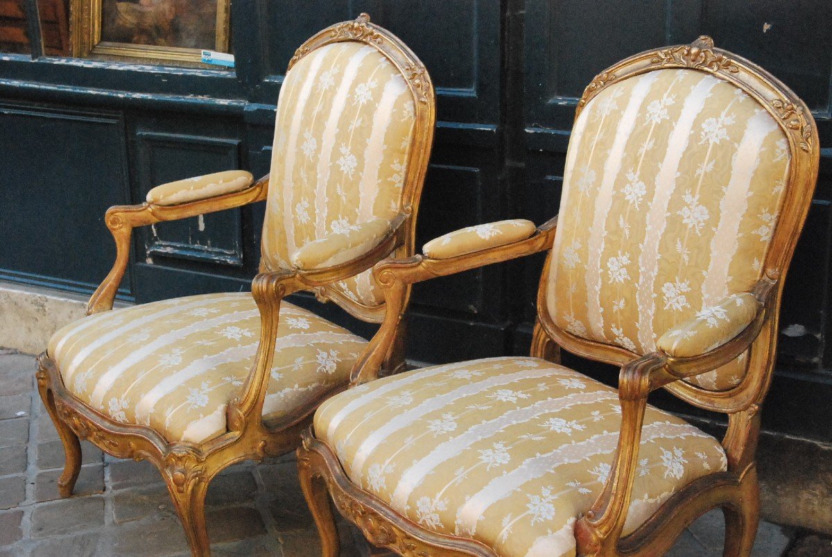 Pair Of Armchairs In Golden Wood D Louis XV Period-photo-4