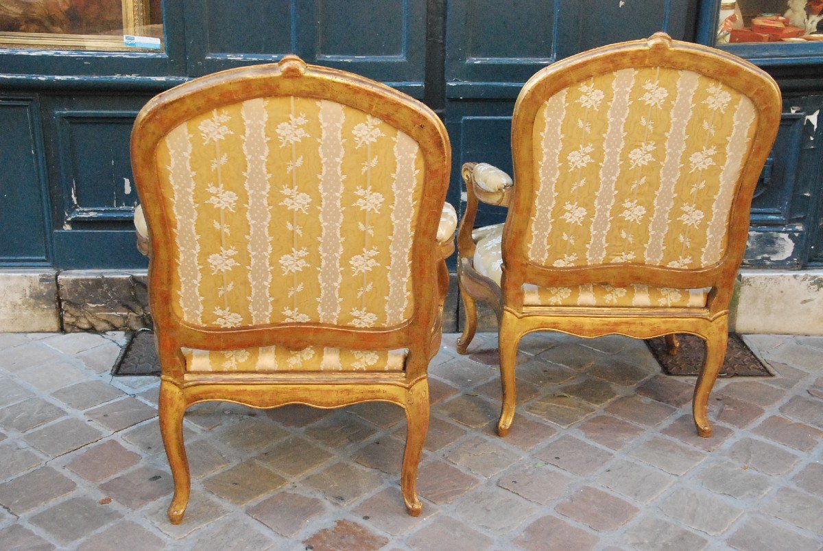 Pair Of Armchairs In Golden Wood D Louis XV Period-photo-3