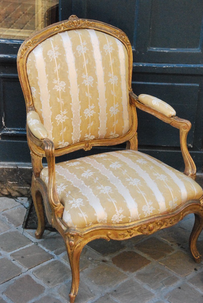 Pair Of Armchairs In Golden Wood D Louis XV Period-photo-4