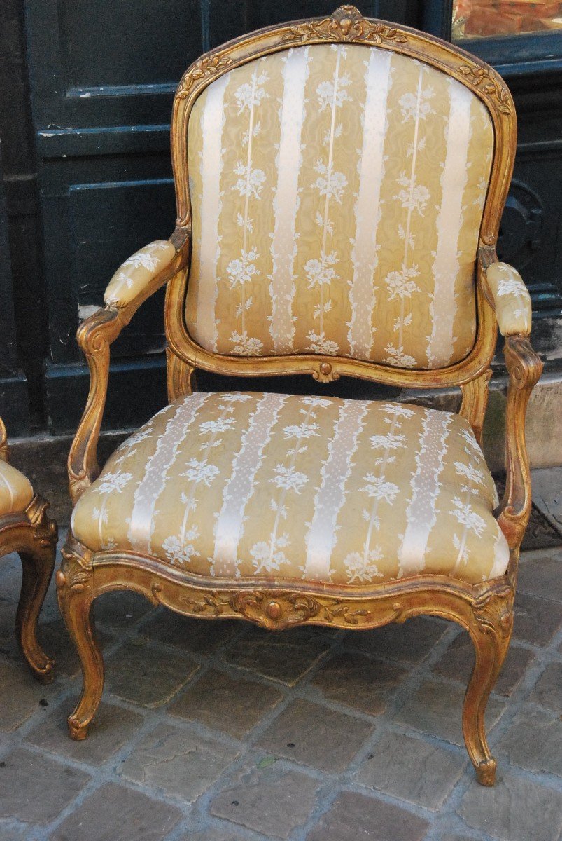 Pair Of Armchairs In Golden Wood D Louis XV Period-photo-5