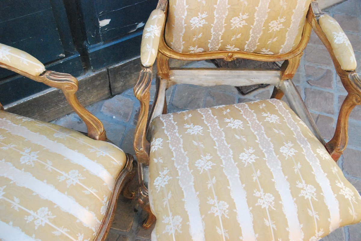 Pair Of Armchairs In Golden Wood D Louis XV Period-photo-6