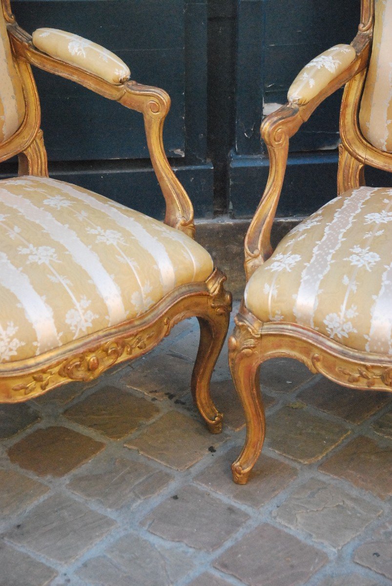 Pair Of Armchairs In Golden Wood D Louis XV Period-photo-8