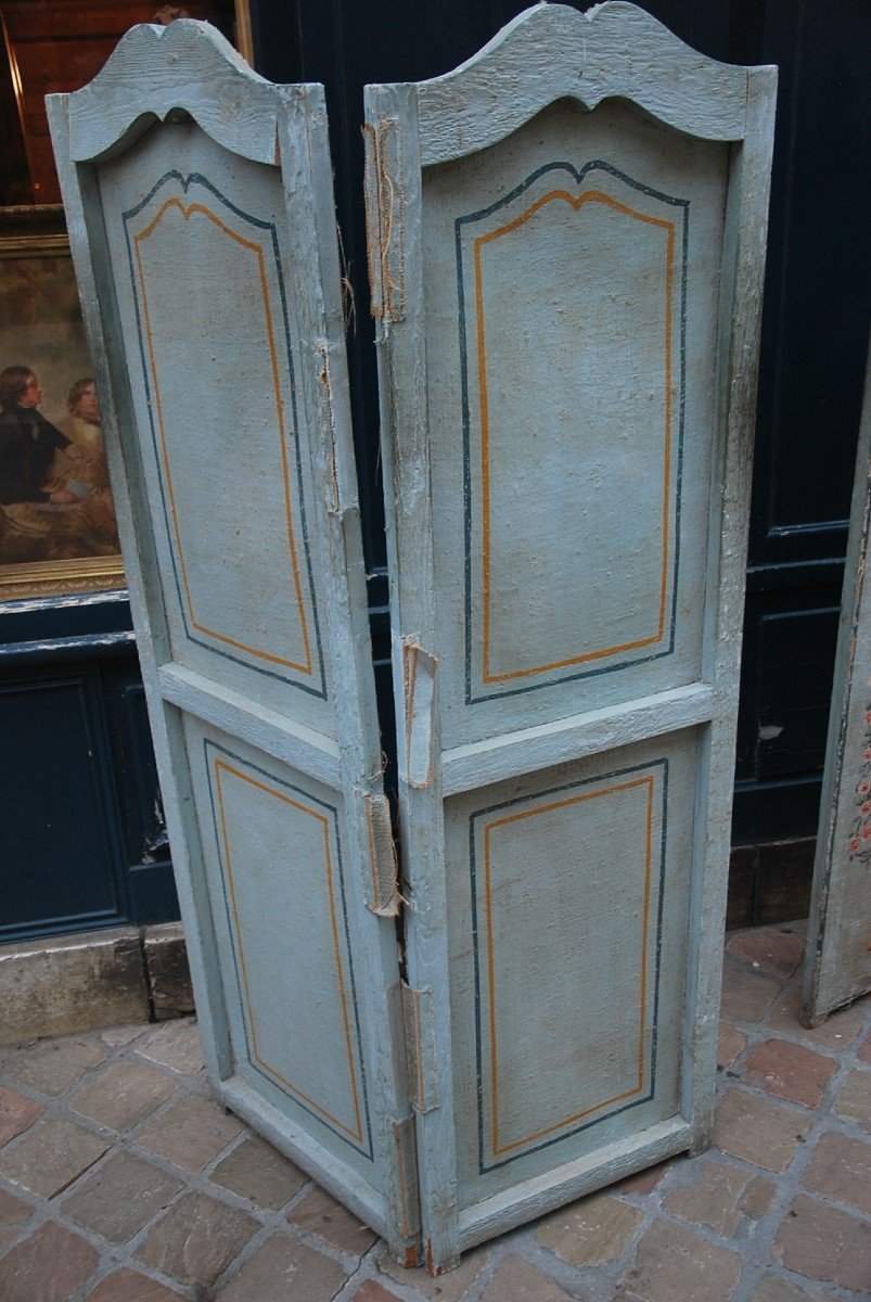 Charming Screen In Painted Canvas, Provence, XVIII-photo-6