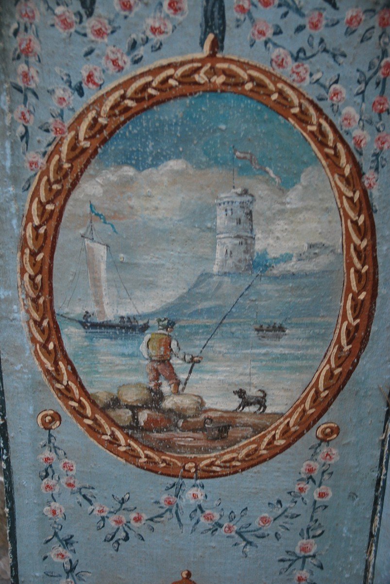 Charming Screen In Painted Canvas, Provence, XVIII-photo-8