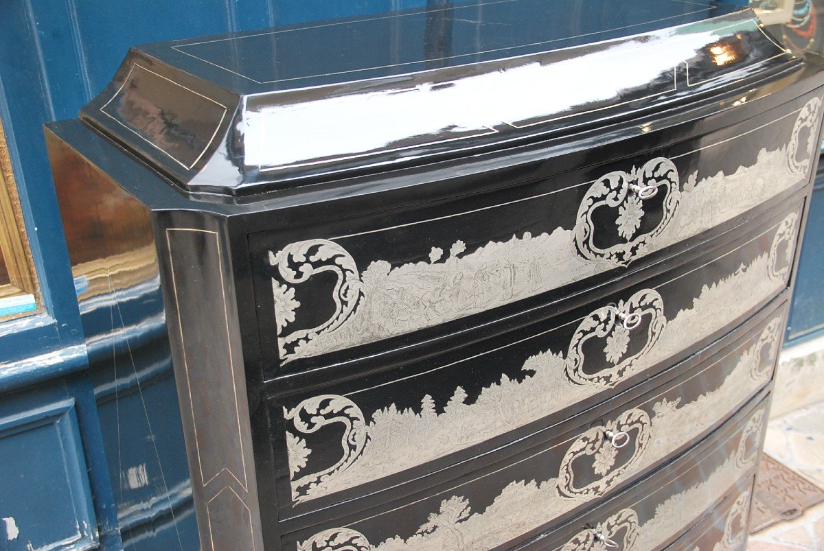 Important Louis XIV Commode In Pewter Marquetry, From Princes Esterhazy-photo-2