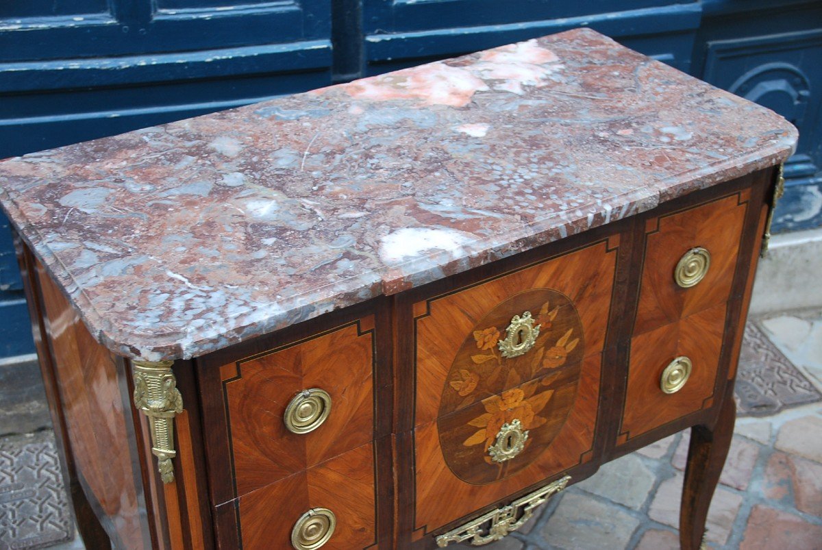 Small Commode In Veneer D Louis XVI Period-photo-5