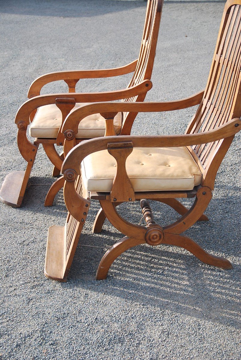 Pair Of Large Rocking Armchairs In Walnut-photo-6