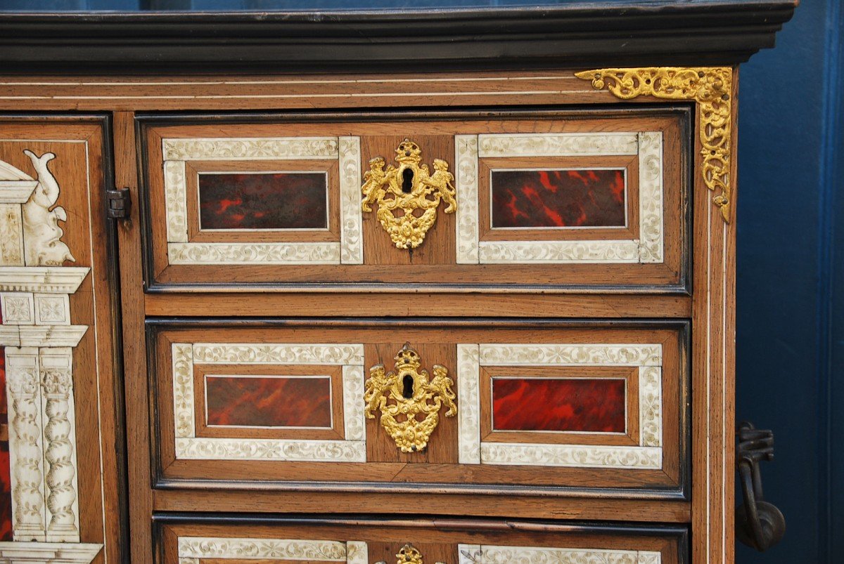 Marquetry Cabinet In Tortoiseshell, Flanders XVII-photo-8