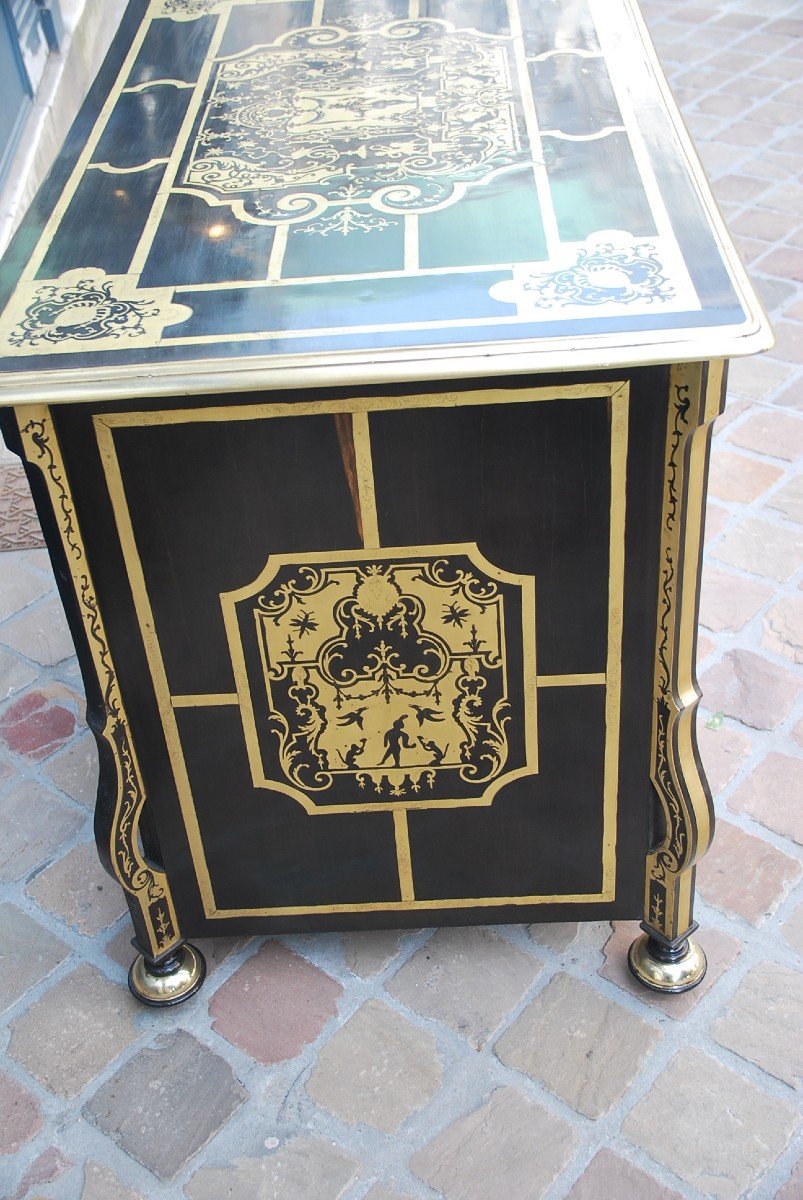 Rare Mazarine Commode In Boulle Marquetry D Louis XIV Period-photo-6