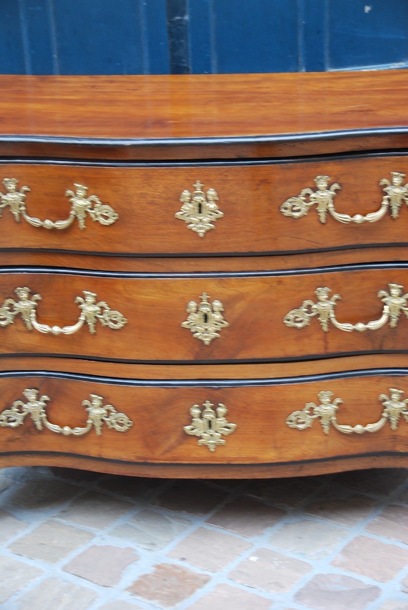 Commode In Walnut Louis XV Period, By Hache XVIII-photo-4