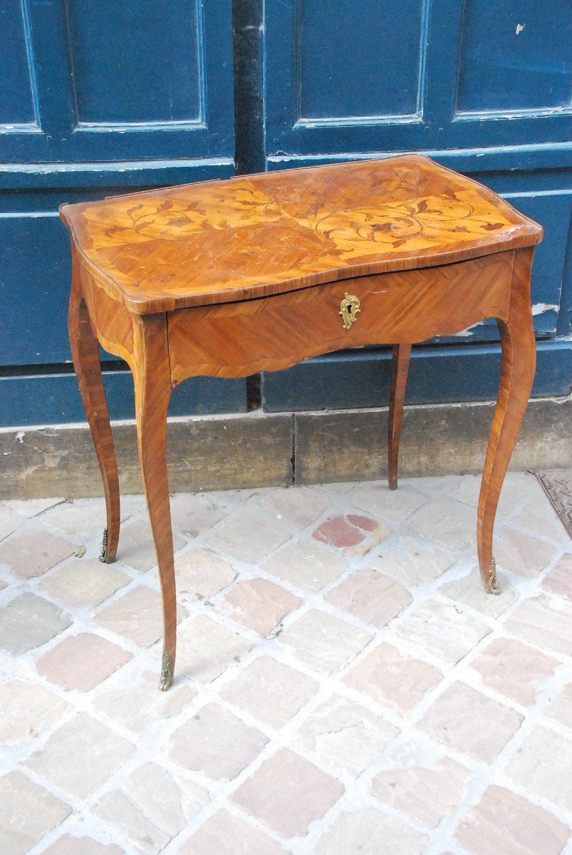 Salon Table In Louis XV Marquetry-photo-2