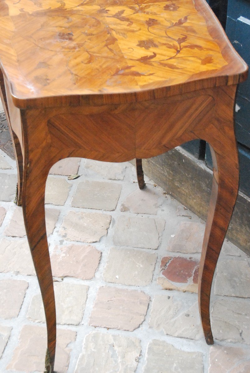 Salon Table In Louis XV Marquetry-photo-5