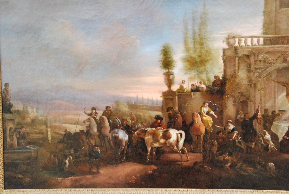 Return From Hunting, Oil On Canvas D After Wouverman-photo-2
